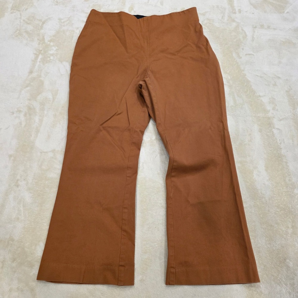 A New Day High Rise Flare Pants Womens Size 12 Rust Brown Pull On Stretch